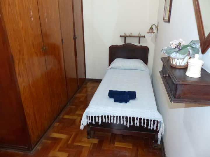Bedroom 3, one standard size single bed (1.88x0.88) and one more extra mattress, also standard size. This room doesn't have an air conditioner or ceiling fan