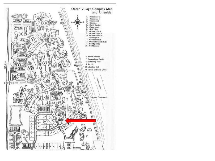 Here is our central location in Ocean Village: across from the main pool, Tiki Bar, and Inn Restaurant. Over the dune is the ocean!