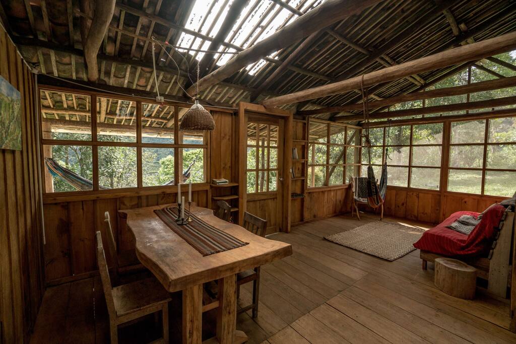 Living area with hammocks