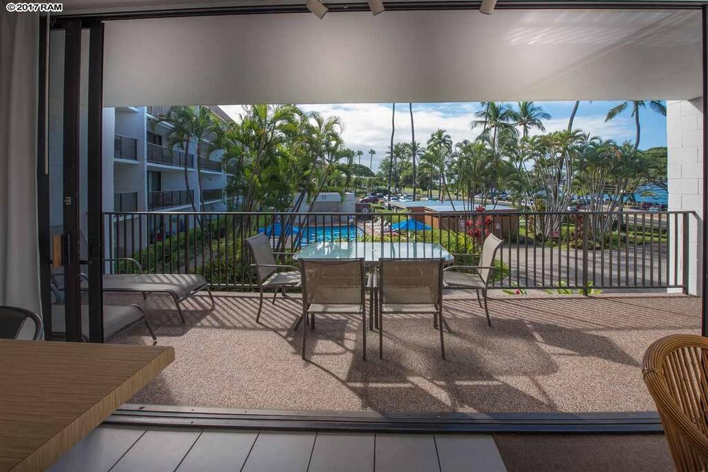 Eat your meals on our expansive, ocean view lanai.