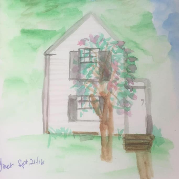 This sweet watercolor of the cottage was a gift from recent guests - thanks, Janet!
