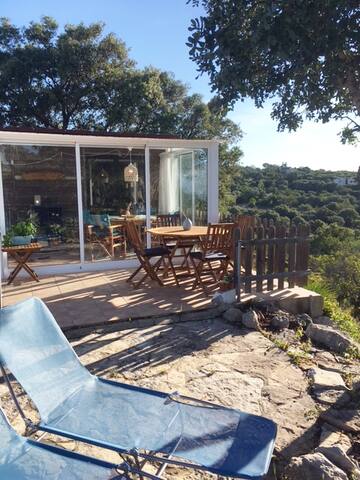 Private hill top hide out with sea view