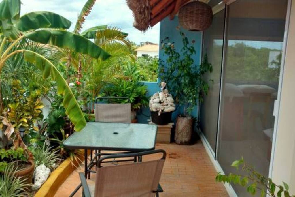 Dining in tropical setting
