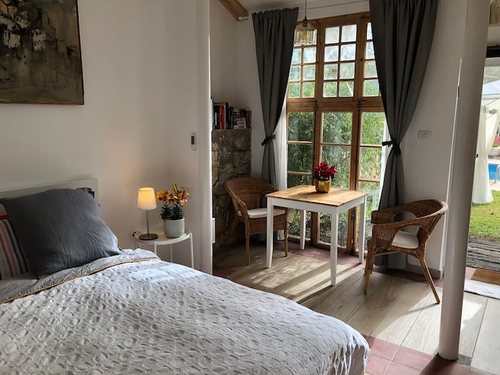 El día de Navidad y la luz de invierno, pero esperamos un poco de lluvia pronto. Cortinas por las ventanas.