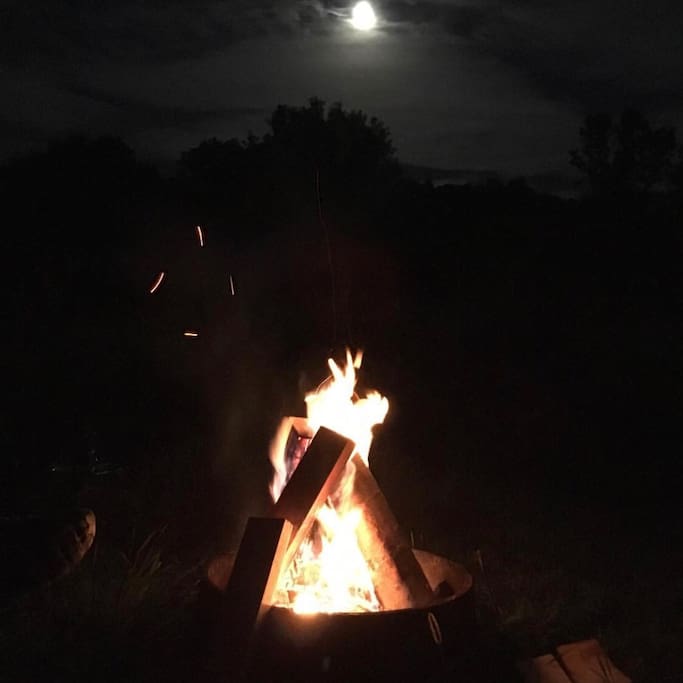 Summer bonfire and the spectacular moon at the treehouse fire pit, bring your s'mores fixin's! photo by one of my guests!