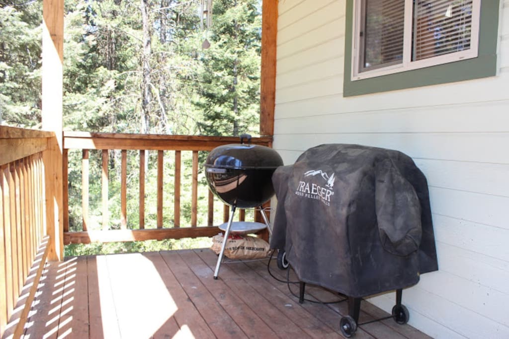 Charcoal Grill and Traeger Smoker