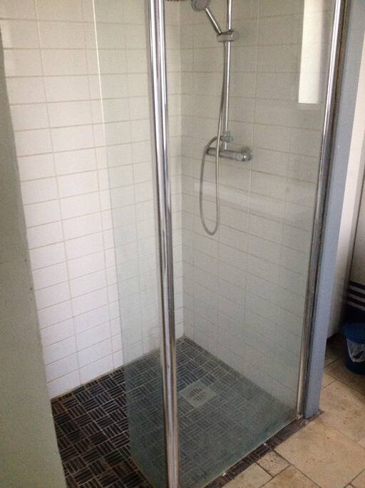 La salle d'eau privative est située au rez-de-chaussée juste sous la chambre; the private shower room is on the ground floor.