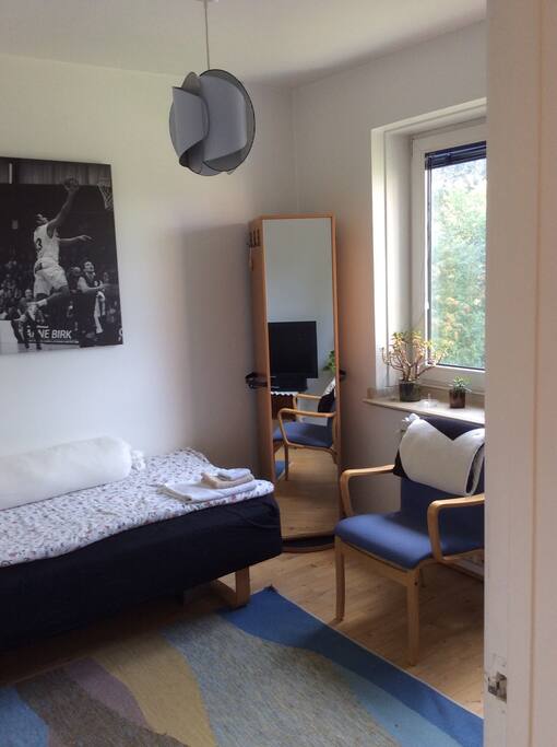 Your room, with a single bed.