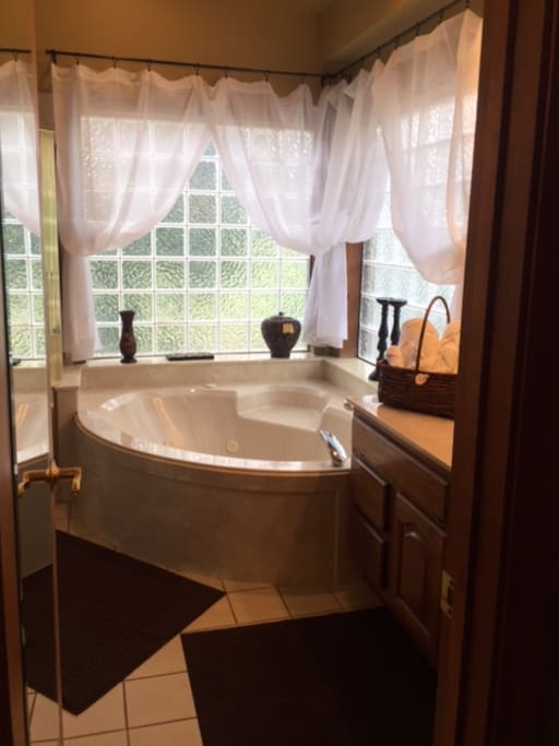 Private bath with garden tub and shower