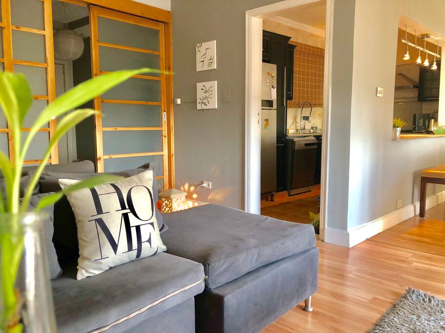 Chill in the living room and enjoy the park view