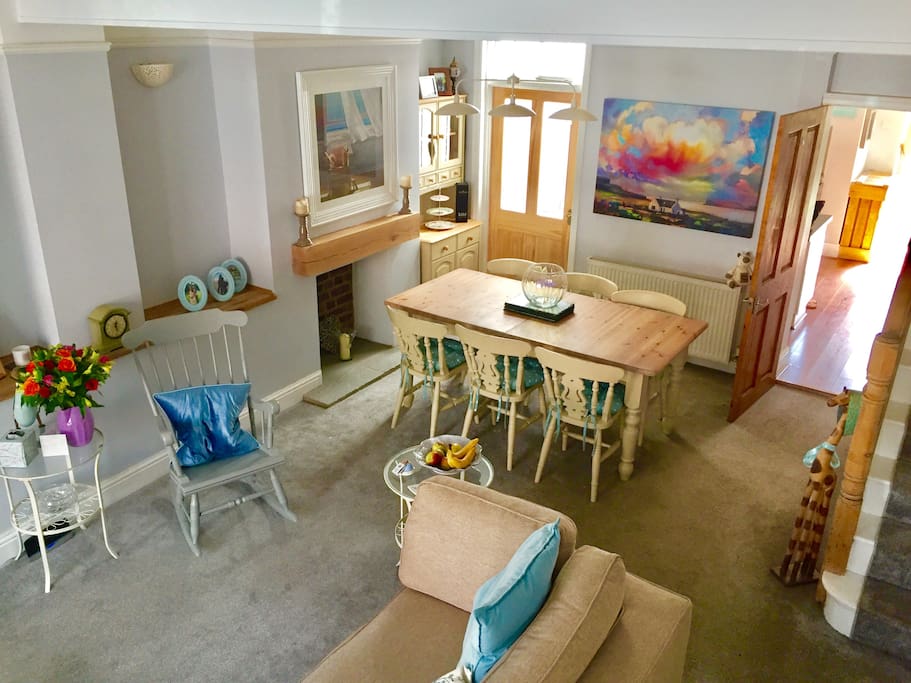 Dining area leading to kitchen.