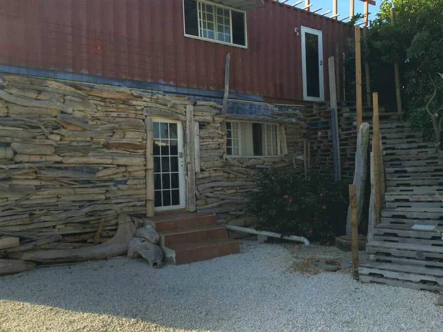 This unique driftwood container room