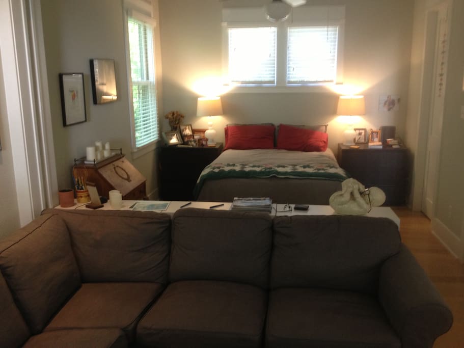 bedroom can be partitioned with pocket barn door