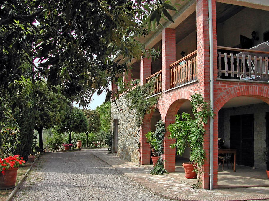 The path to the parking and the apartment 1 entry