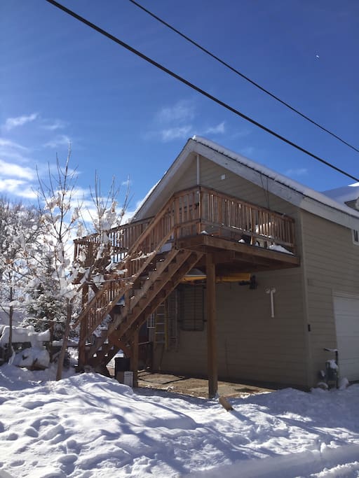 Apartment access. Private deck.