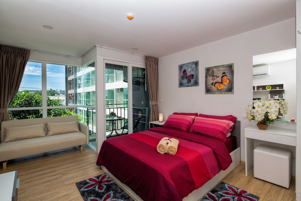 Bedroom with mountain view