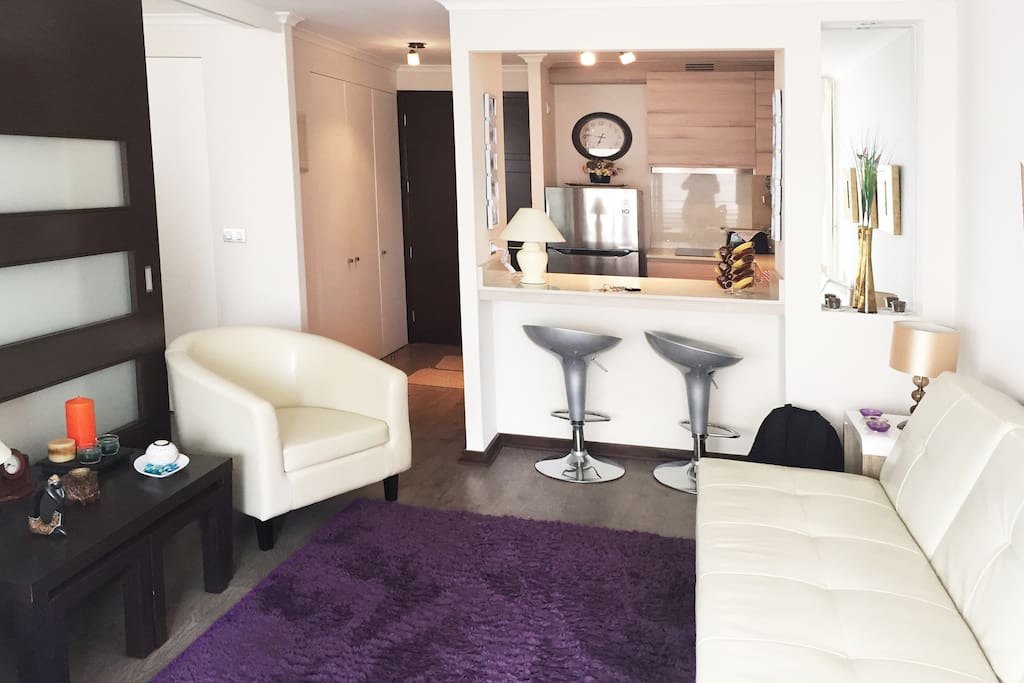 Lounge area with integrated kitchen