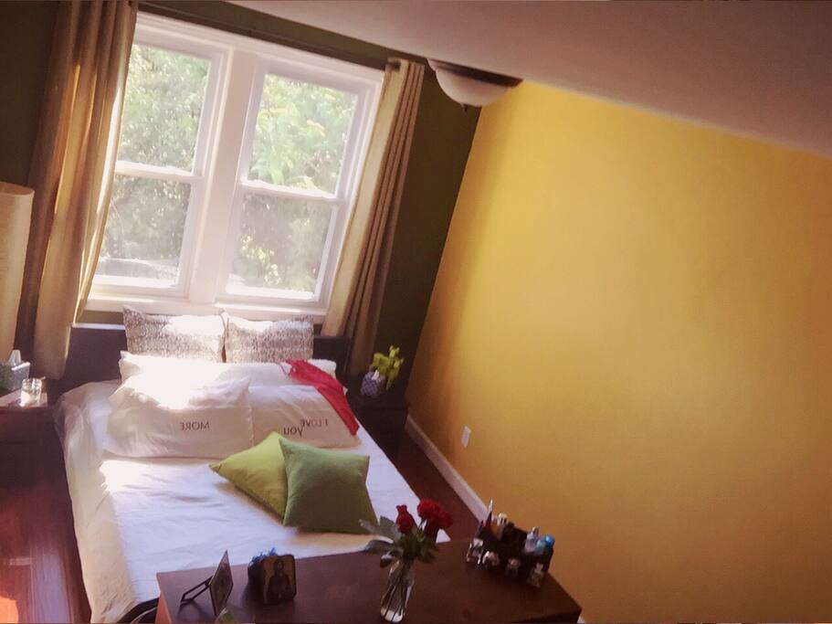 Master bedroom with a queen size bed