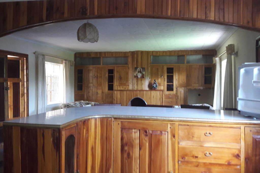 Open kitchen facing living room
