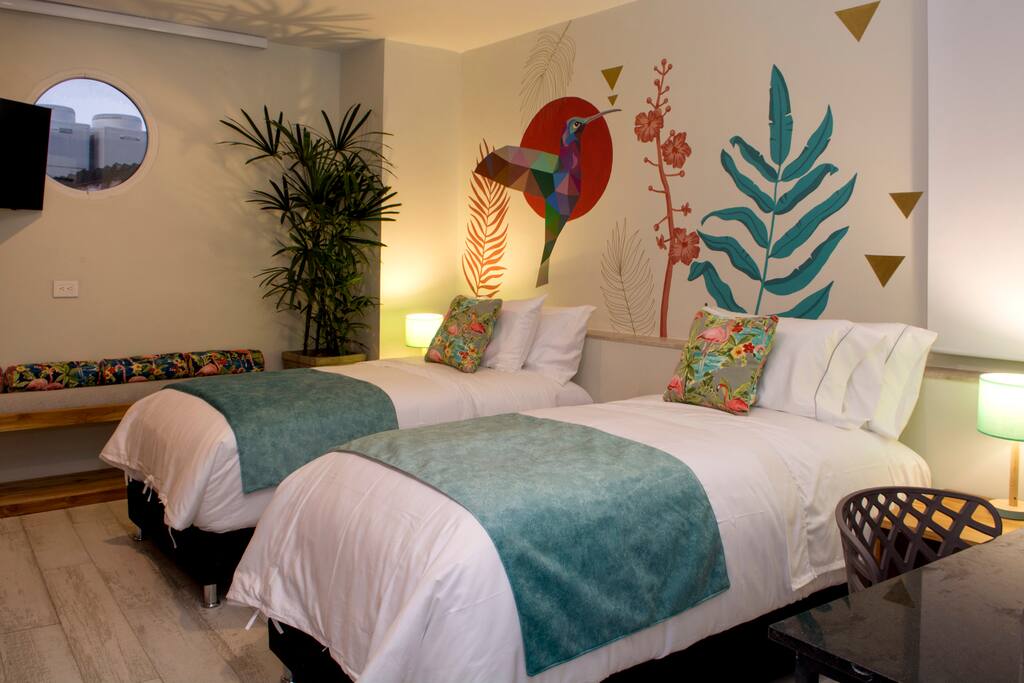 Twin beds can be switched for 1 King bed