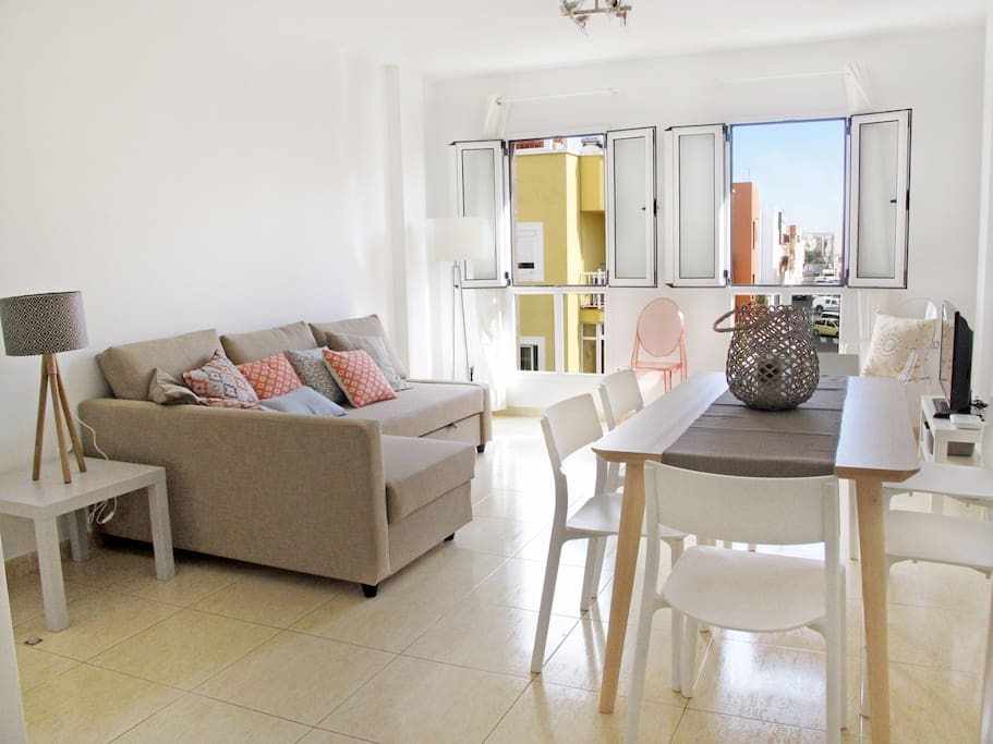 Living room, dining table. Sofa-bed