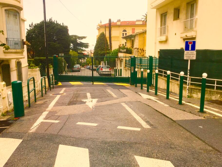 Security gate leading into parc.