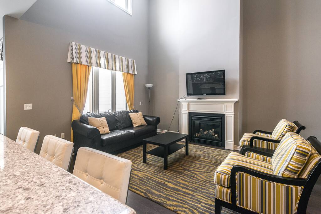 Cozy gas fireplace for fall and winter vacations