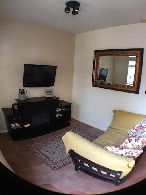 Living space; daybed, TV, VCR/DVD, electric fireplace