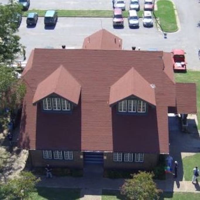 Aerial view of the Little Rock Firehouse Hostel & Museum