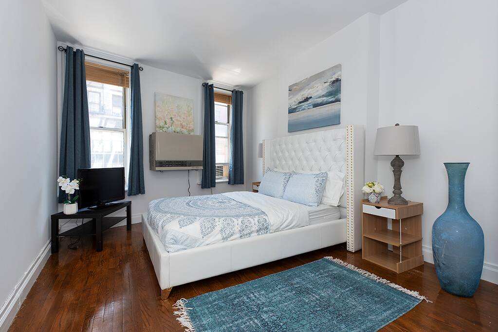 A gorgeous master bedroom with everything you need for a relaxing stay
