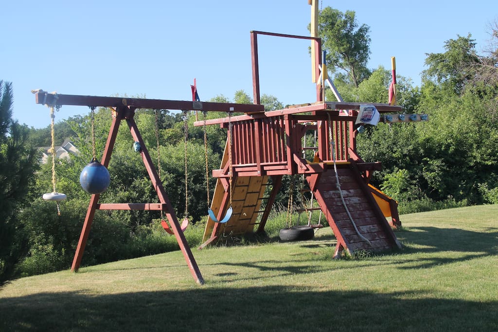 Playset area in backyard
