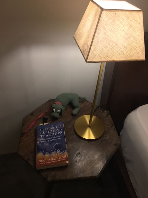 Bedside table with lamp