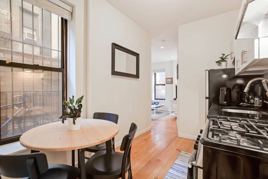 Kitchen with Table, Living Room in the background