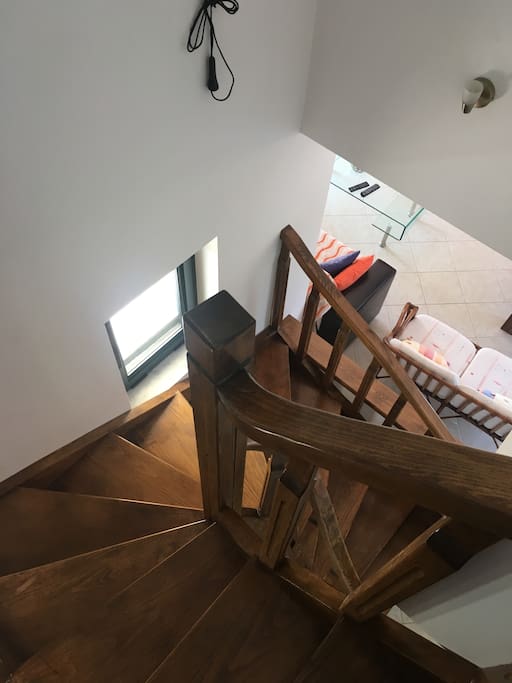 Wooden stairs to the down floor