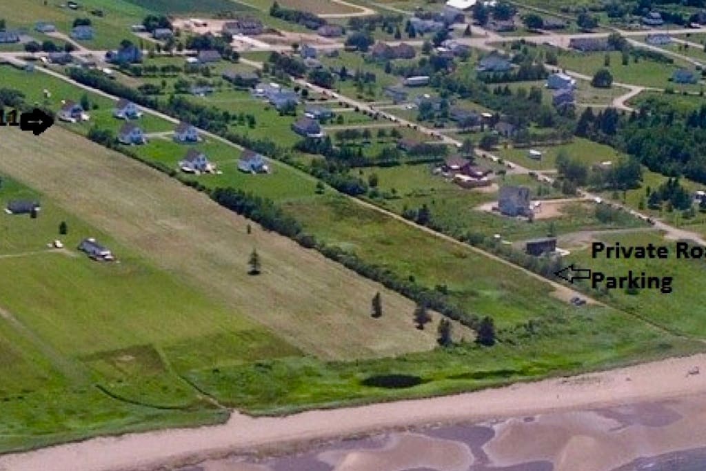Aerial photo of Chalet Nicholas Condominiums. Showing entire property.