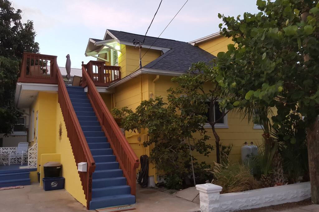 Up The Stairs To The 10'x20' Deck And The Entrance to the One Bedroom