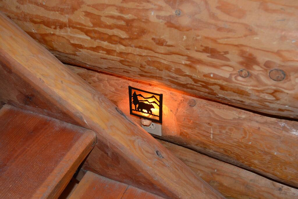 The stairway is well lit.
