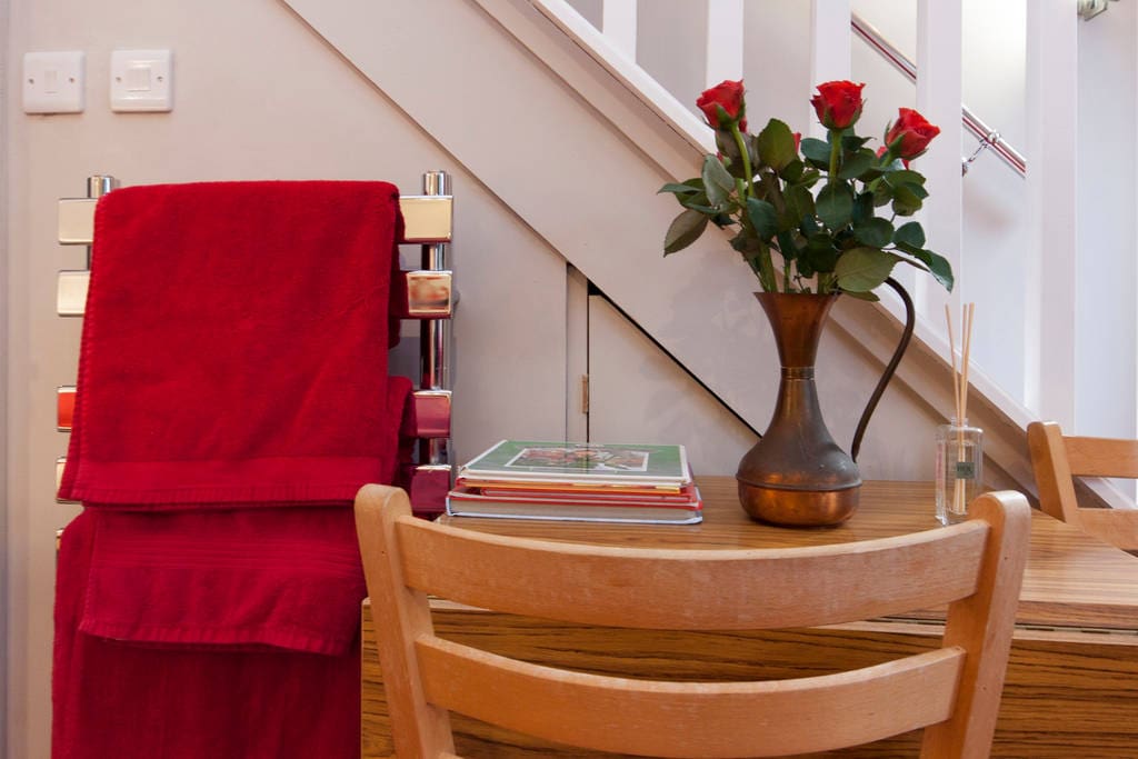 The heated towel rail in the Red Room.