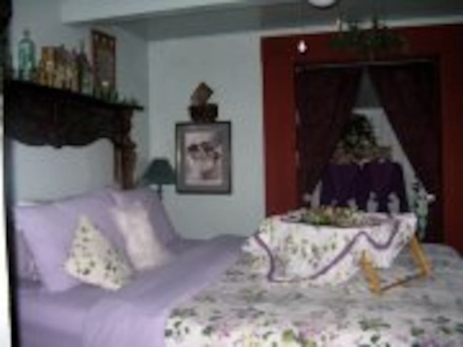 Ivy Room has private bath, Q bed, lots of storage room.