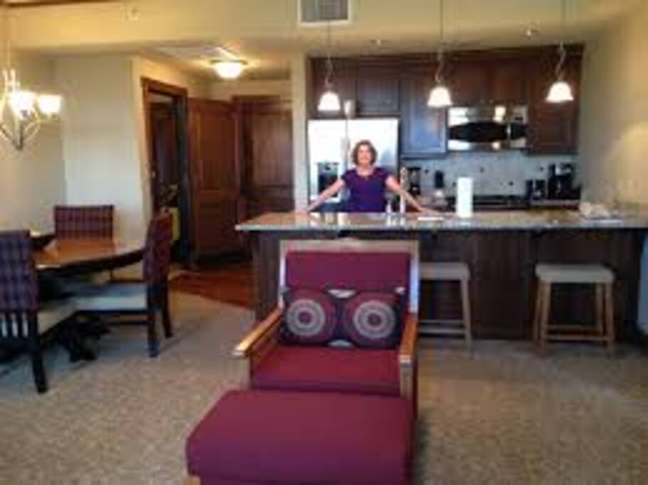 Gourmet kitchen and spacious living area
