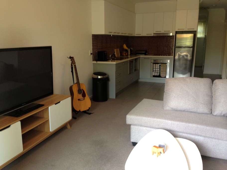 Spacious living room and kitchen