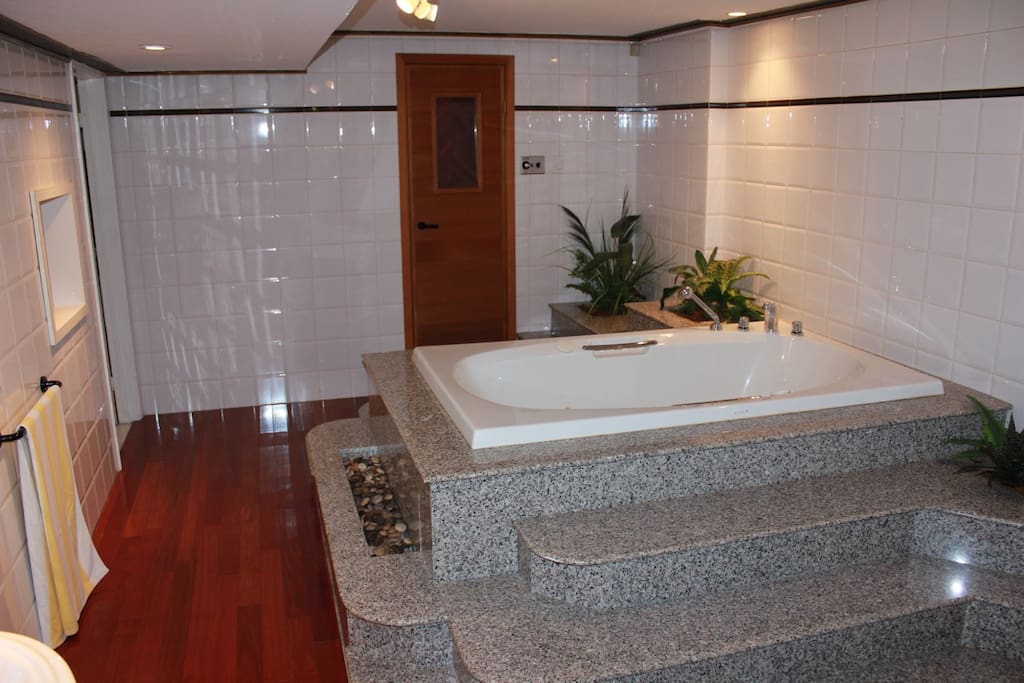 Large whirlpool bath and sauna