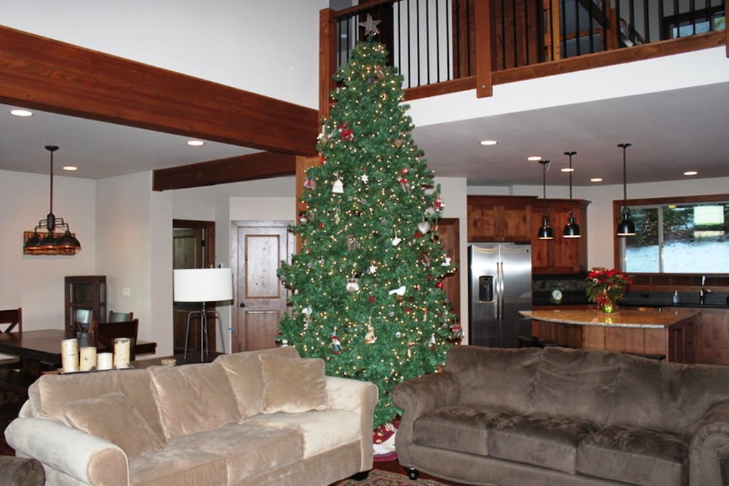 12 foot Christmas Tree with kids friendly forest critter decorations. Tree is up during the whole Snowy Season.