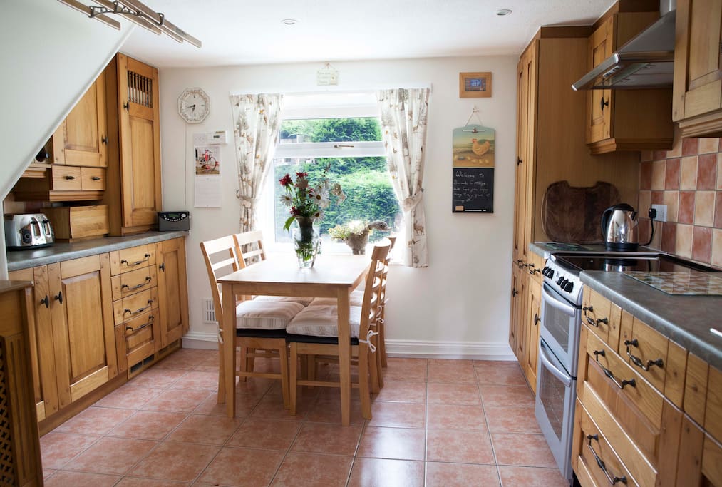 Kitchen overlooking patio