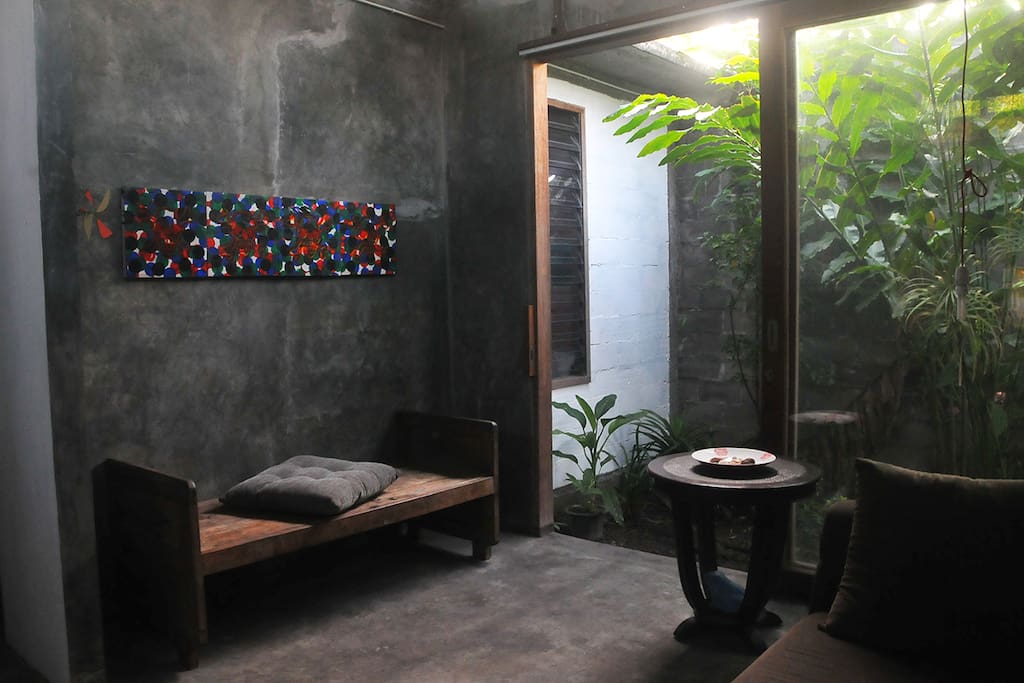 Living room and back patio