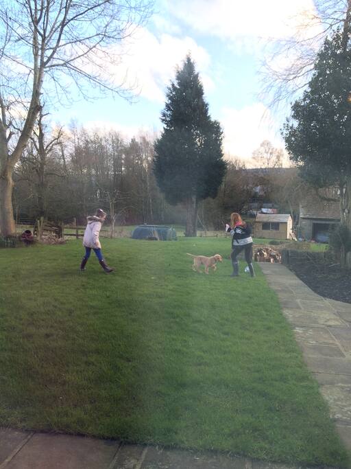 Playing in the garden
