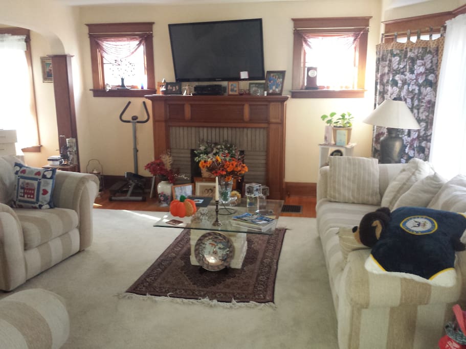 Spacious, bright living room. Television access.
