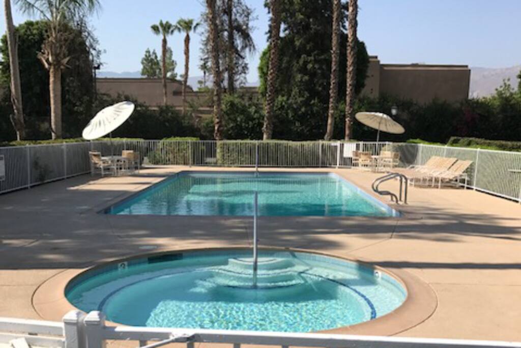 Pool and hot tub just steps from front door