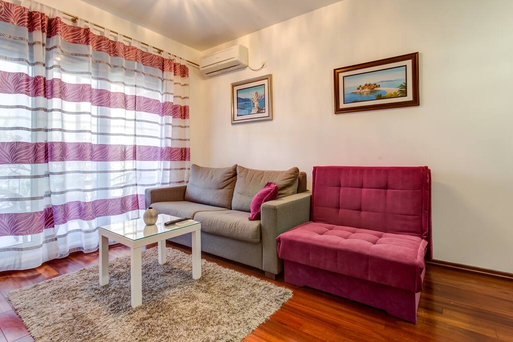 For sleeping and sitting purposes, there are 2 sofa beds. They are set in lair conditioned space.