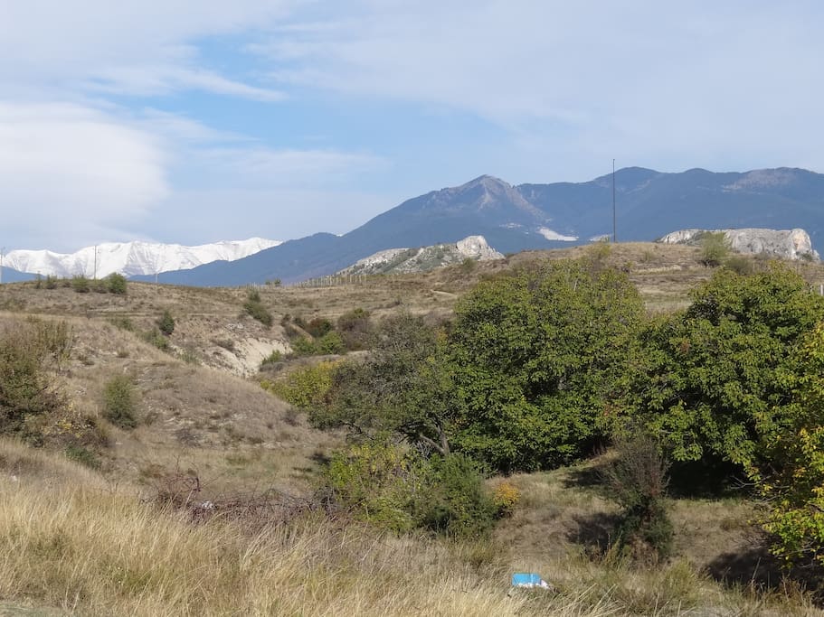 View from the front side of the house on the Pirin Mountains